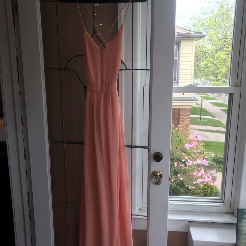 Baby pink backless maxi dress